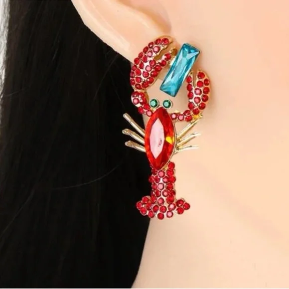 Red and Blue Lobster Earrings never worn - Picture 7 of 7